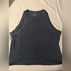 Navy blue j crew 90s cropped organic slub cotton tank top